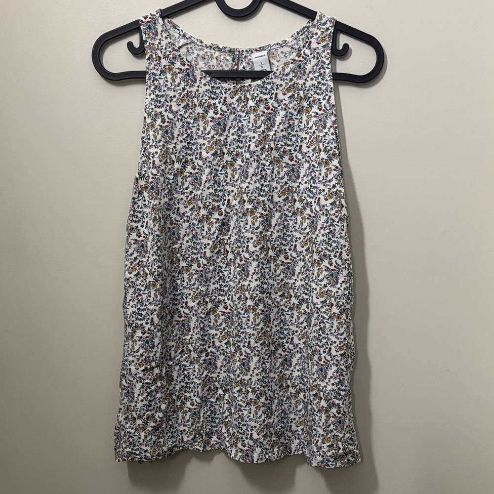 Old Navy White Paisley Printed High-Neck Women’s Sleeveless Tank Top Floral LG